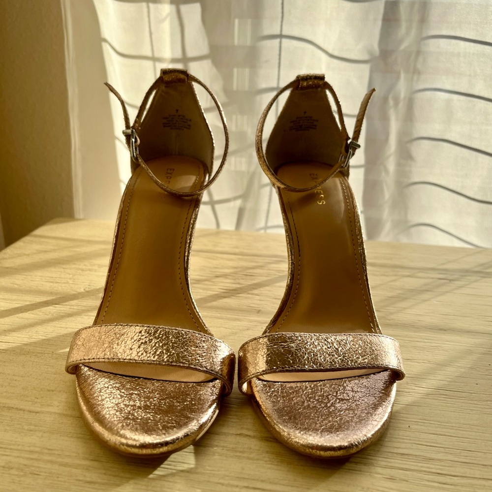 Express Shimmering Rose Gold Heels